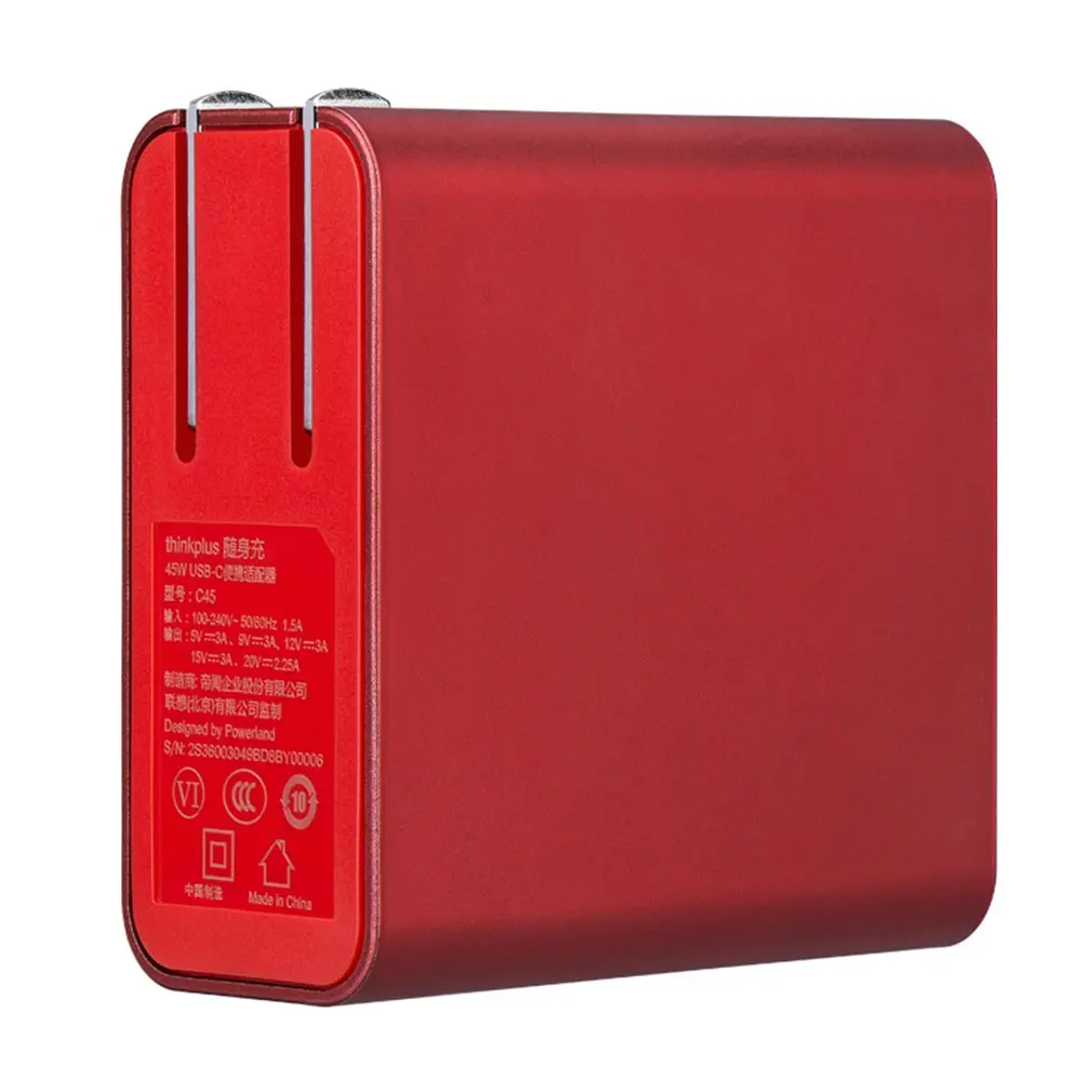Lenovo Thinkplus 65W Портативный USB-C 18X1X280 T480 мини портативный адаптер питания зарядное устройство 36003047X280