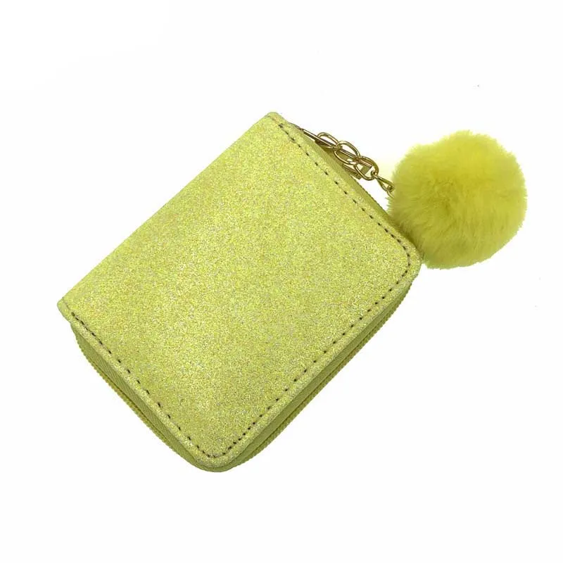 KANDRA Pom Ball Серебряный Розовый Блестящий короткий кошелек для женщин на молнии кошелек для девочек кошелек с единорогом сумка для монет держатель для карт