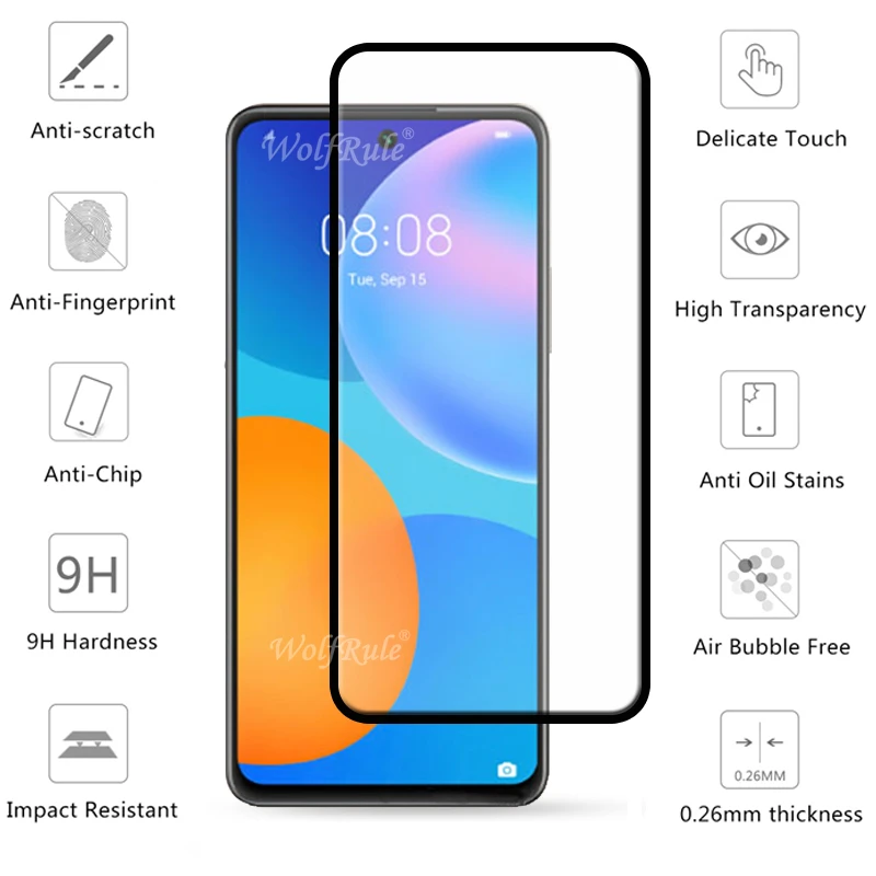 4-in-1 For Huawei P Smart 2021 Y7A Glass For Huawei P Smart 2021 Full Tempered Glass For Huawei Y7A P Smart 2021 Y9A Lens Glass mobile phone screen protector