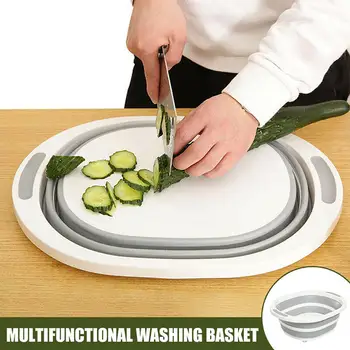 

Foldable Chopping Board Multifunction Washable Vegetable Baske Washing Basket Cutting Board Kitchen Home Cooking Gadget