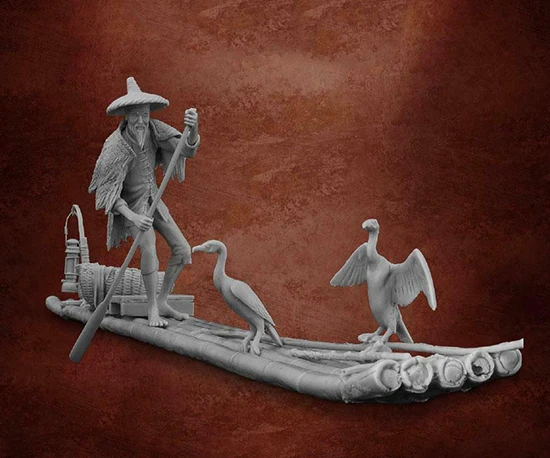 1/32 54 мм старинный мужчина старый рыбак модельная фигурка из смолы миниатюрная