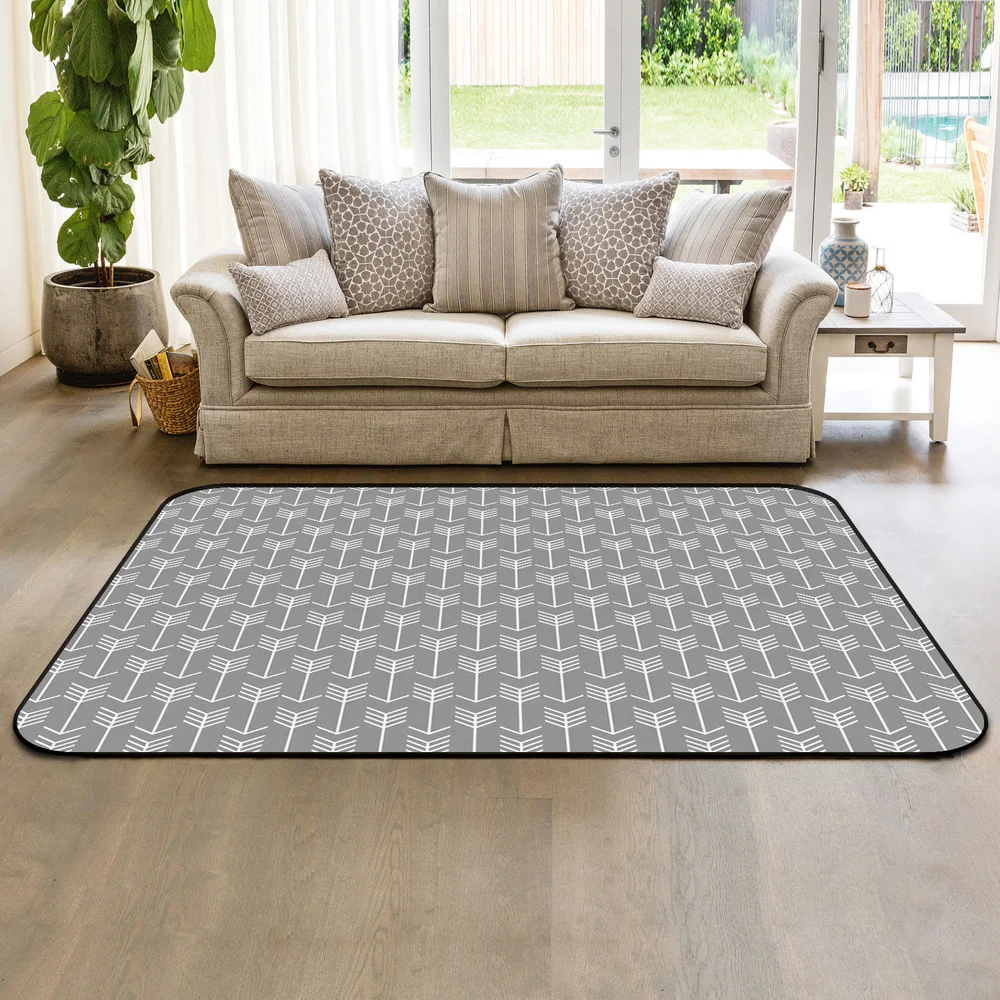 CHARMHOME Soft Carpet Anti-slip Rug Classic Grey Geometric Arrow Carpet for Living Room Home Decor Mat