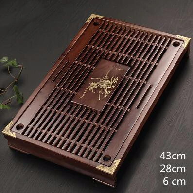 Solid Wooden Tea Tray Drainage water storage kung fu tea set with Drawer table Chinese room board ceremony tools | Дом и сад