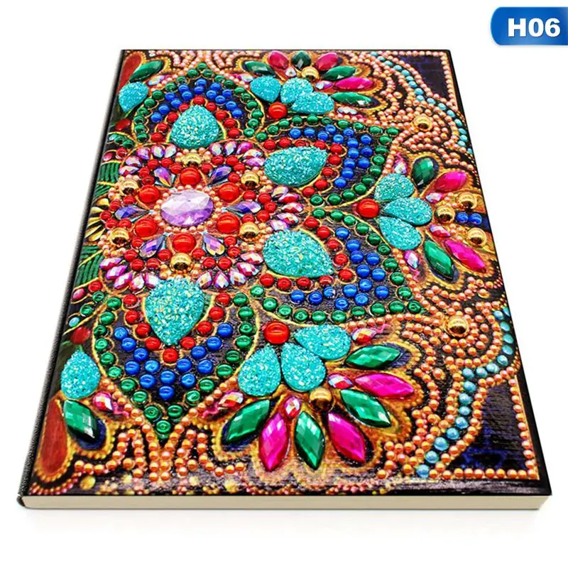 Diy Art Алмазный альбом для рисования дневник Полный Круглый Вышивка мозаикой из стразов A5 64 страницы сова с изображением павлиньей мандалы бабочки - Цвет: H06