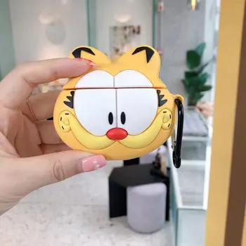 

Cute Cat Pattern Soft Silicone Protective Cover Shockproof Case Skin with Carabiner for Airpods 1/2 Charging Box