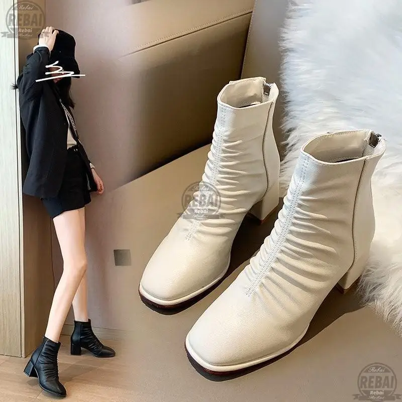 Женские ботинки Martin с квадратным носком и боковой молнией Новое поступление 2021