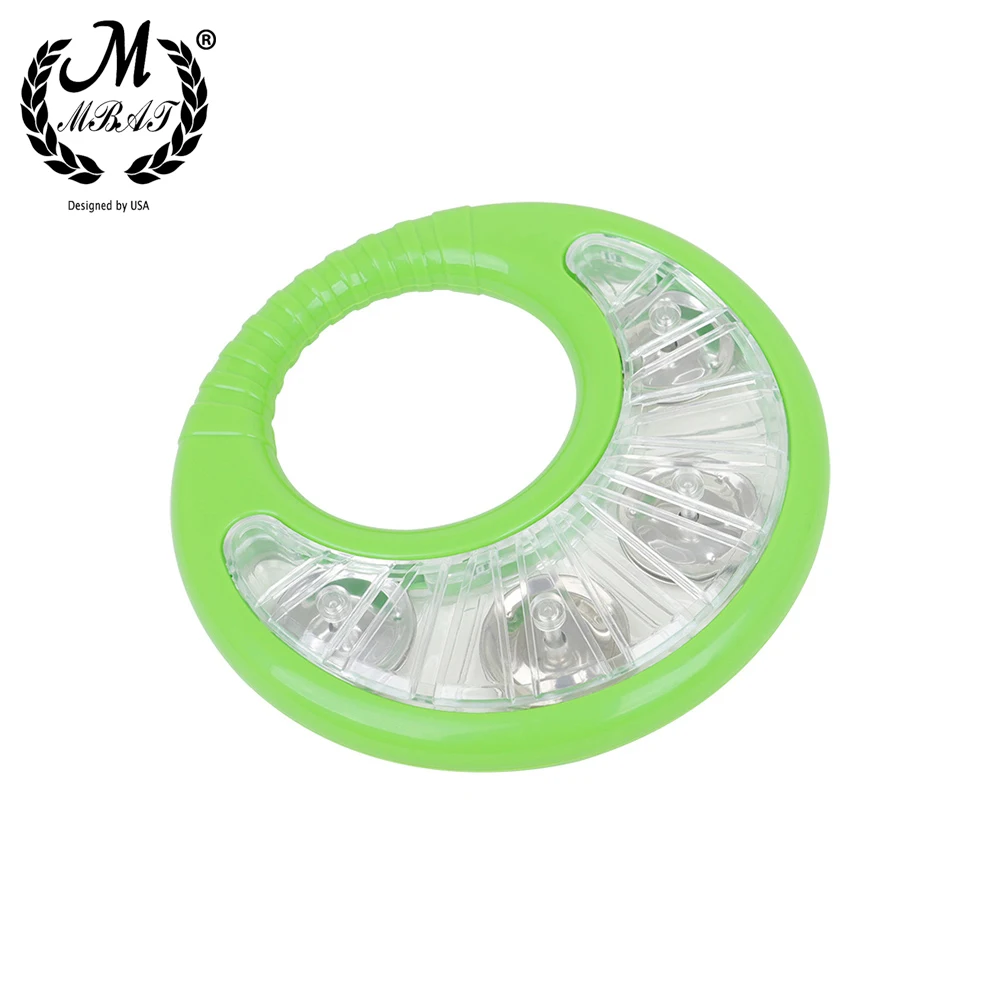 M MBAT Orff Double-Sided Green Tambourine Bell Instruments Flower Drum Circle Children's Musical Toy Gift Percussion Instrument