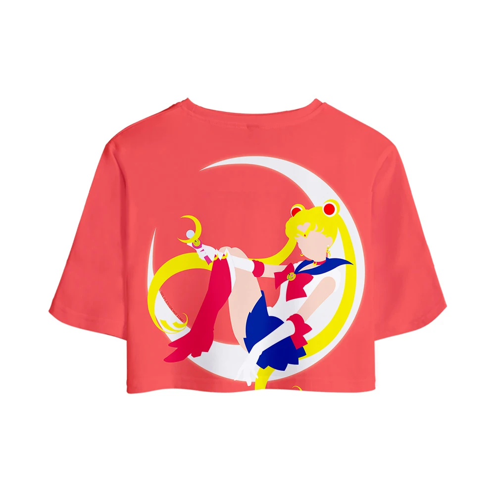Sailor Moon Dew navel 3D комплекты футболок аниме женский костюм из двух предметов Короткие штаны летняя дышащая кавайная морская одежда с принтом Луны