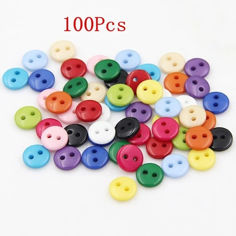 

100pcs Bulk Mixed Buttons Children's Clothing Button DIY Resin 10mm Hand Knitting Tool Buttons for Clothing