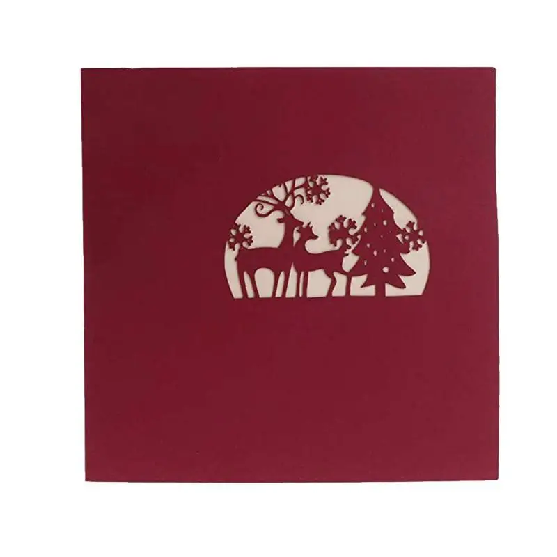  Christmas LED Light Music 3D Stereo Greeting Cards Postcard Deer Paper-cut Craft Carving Christmas  - 4.00027E+12