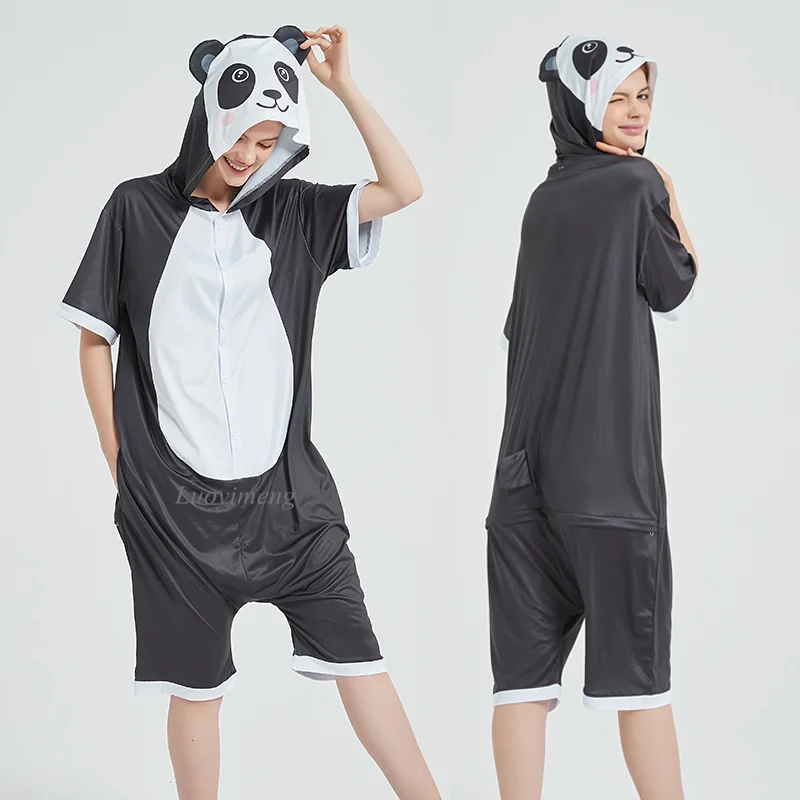 Girls Boys Kigurumi Pajamas Unicorn Cartoon Summer Animal Panda Onesies Kids Sleepwear Short-sleeves Baby Jumpsuit Women Pyjamas