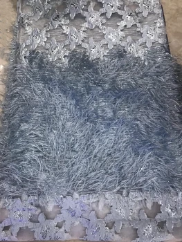 

2019 High Quality African Lace Fabrics With Jacquard Lace Fashion African Organza Lace Fabrics 5 Yards/pcs For Party Dresses