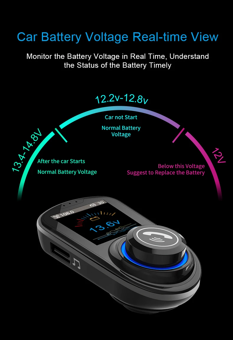 Fm-передатчик Bluetooth автомобильный комплект громкой связи беспроводной Bluetooth Aux Модулятор MP3-плеер ЖК-экран QC3.0 USB Автомобильное зарядное устройство для авто