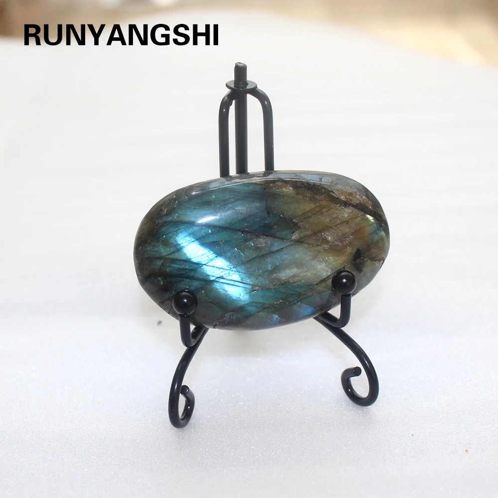 Runyangshi натуральный хрусталь камень удлиненный feldspar лунный камень необработанный камень руль подарок железная рама