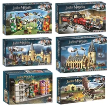 Moc castelo mágico no céu grande salão quidditch jogo expresso buckbeak resgate hedwig blocos de construção tijolos brinquedos para presente das crianças