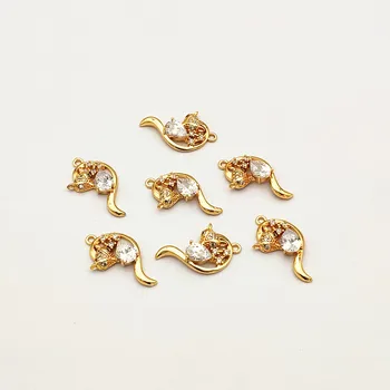 

New arrival! 27x14mm 50PCS Cubic Zirconia fox shape Charm for Hand Made Earrings DIY parts,Jewelry Findings & Component