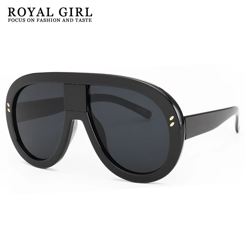 

ROYAL GIRL Oversized 2017 New Women Brand Designer Vintage Mirror Big Frame Rivet Shades Style Ladies Eyewear Glasses ss192