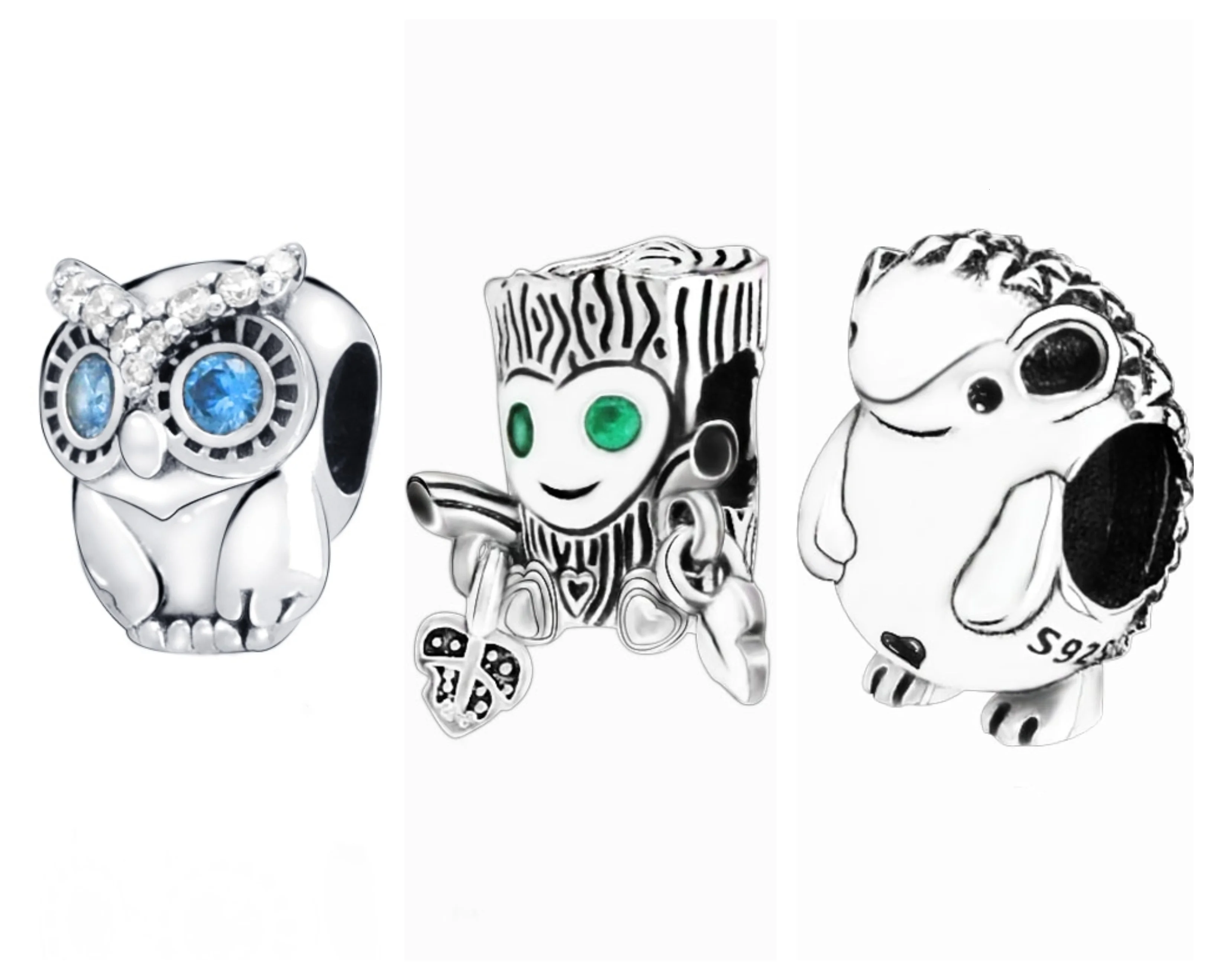 

owl Sweet Monster Tree Nino the Hedgehog Bead Charm 925 Sterling Silver fit Pandora Bracelet Original Bracelet Women DIY Jewelry