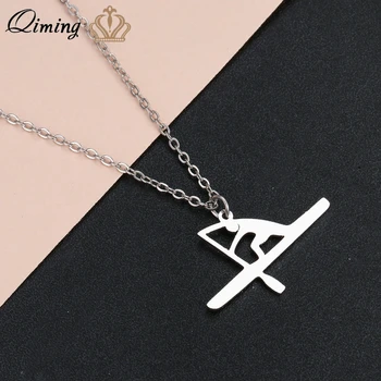 

QIMING Canoe Boat Necklace For Women Men Sport Jewelry Kayaking Pendant Stainless Steel Simple Vintage Necklaces Gift