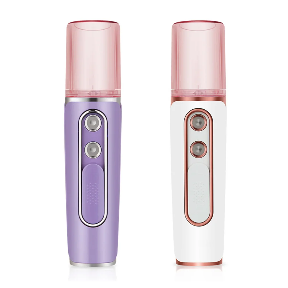 

26ML Nano Double Hole Face Sprayer Facial Steamer Humidifier ABS Smart Light Hydrating Replenish Water Mister Skin Care Tool