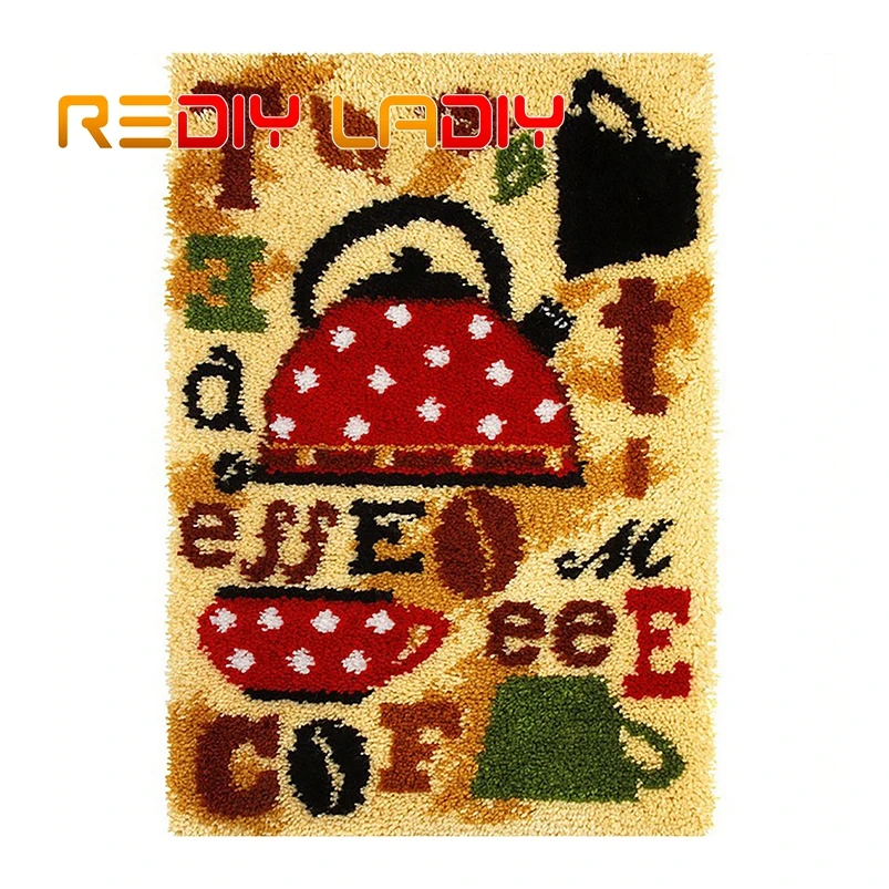 

Latch Hook Rug Coffee & Tea Crocheting Carpet Rug 100% Acrylic Yarn Sofa Cushion Mat Crochet Art DIY Carpet Rug Hobby & Crafts