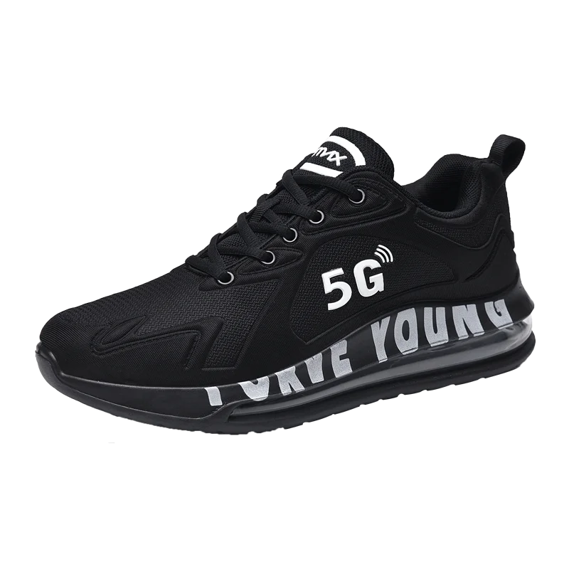 Брендовая новая спортивная обувь для мужчин с воздушной подушкой и сеткой, дышащая, износостойкая, хит, спортивная обувь для фитнеса и тренировок, мужские кроссовки - Цвет: black