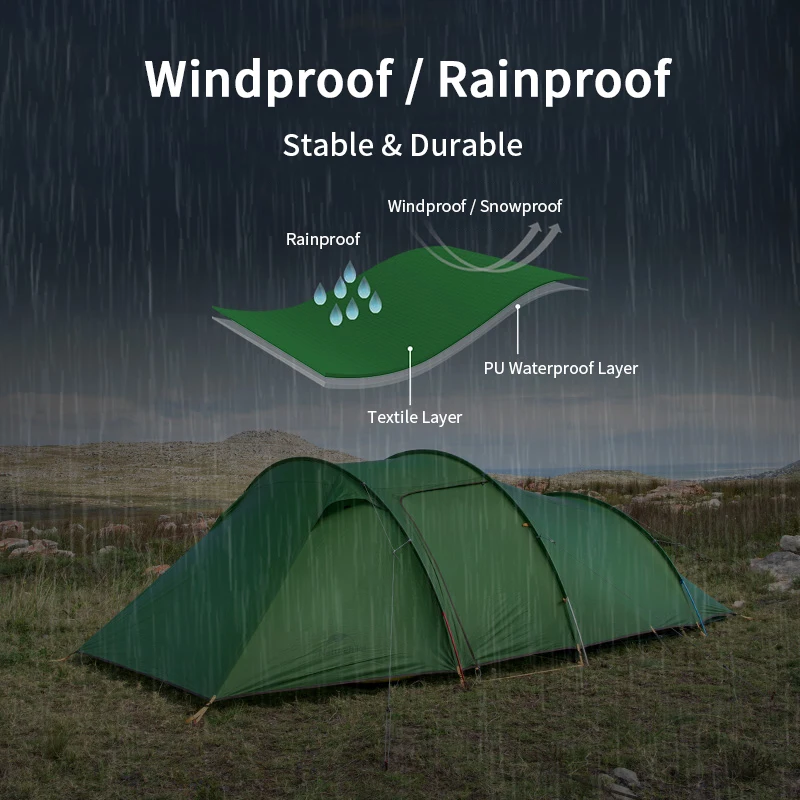 Палатка Naturehike 20D нейлоновая на 2 человек для походов и отдыха открытом воздухе