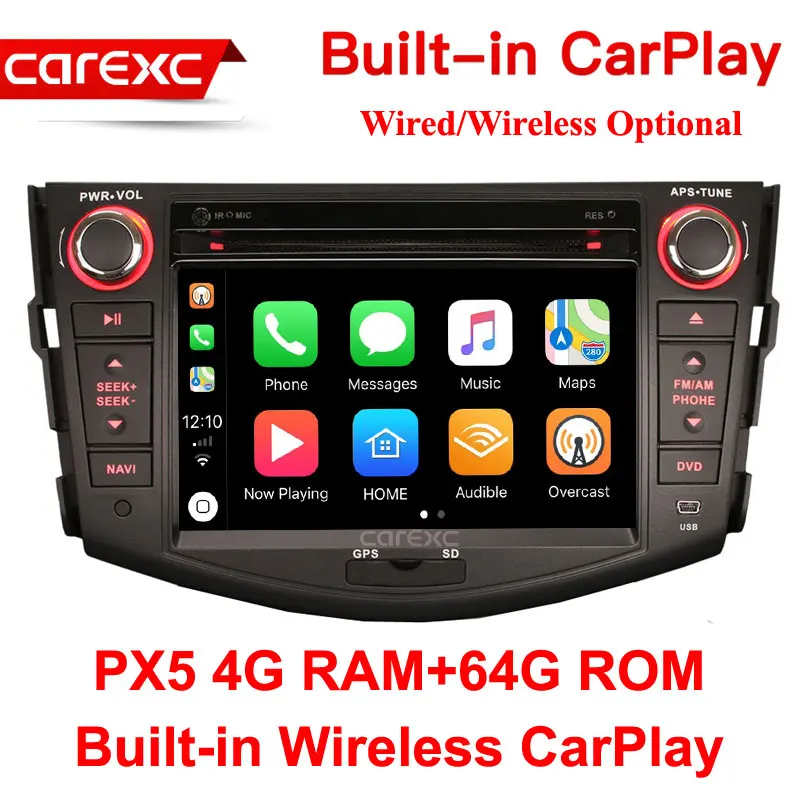 CarExc Android 9,0 автомобильный Muiltmedia плеер с CarPlay для Toyota RAV4 2006 2007 2008 2009-2012 с автомобильным gps навигационной системой - Цвет: PX5 64G ROM