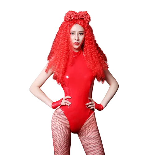 Dj Red Mirror Кожа Китайский Стиль Без Рукавов Взрослый Сценический Костюм Комбинезон Сценический Наряд Певица Sexy Performance Танцевальная Одежда