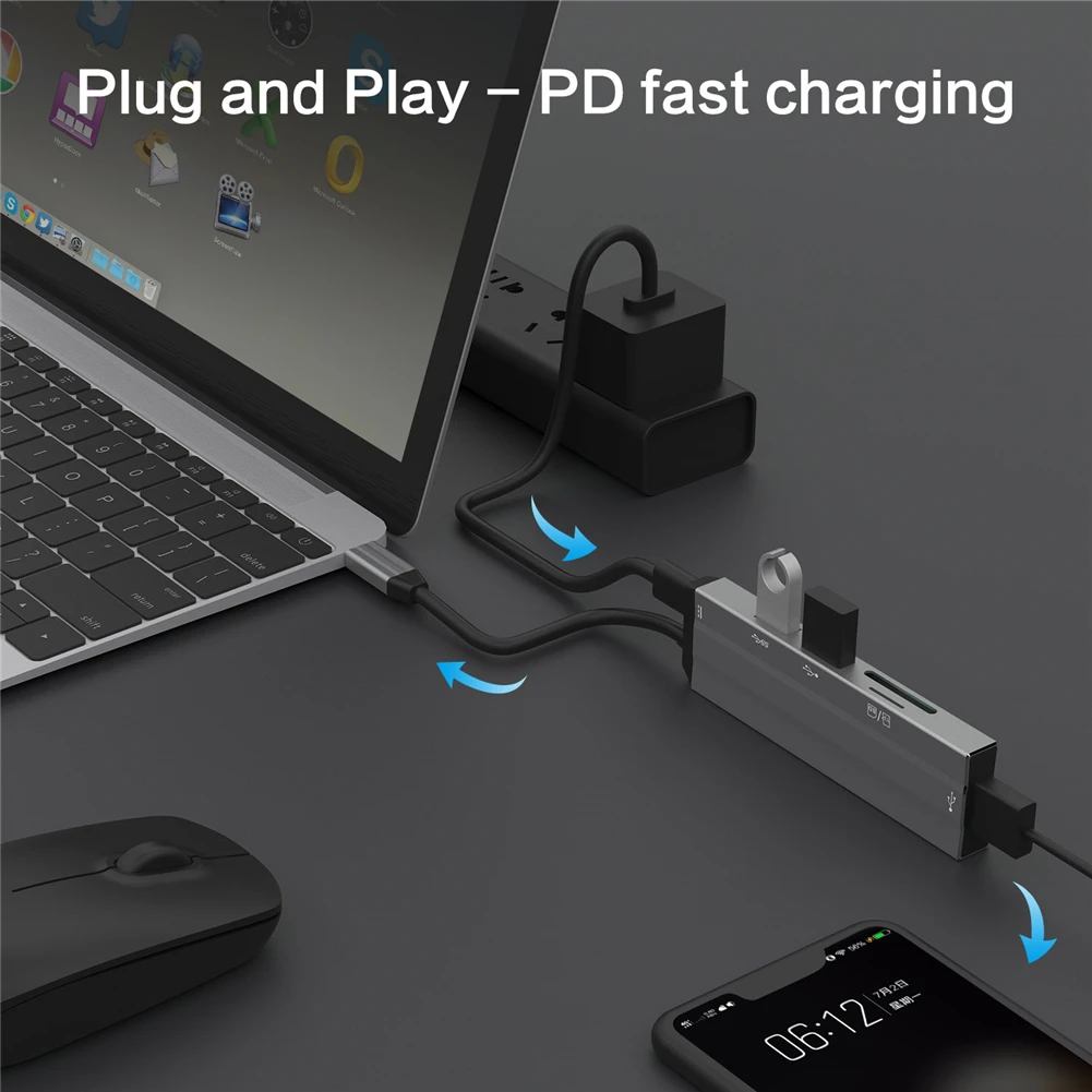 USB разветвитель USB C концентратор USB к мульти HDMI USB 3,0 RJ45 Кардер ридер OTG адаптер для MacBook Pro Air USB док-станция type c
