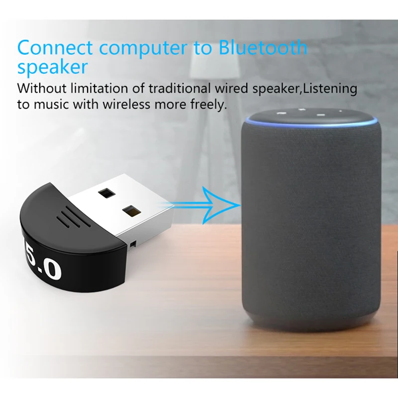 Bluetooth-адаптер 5,0 USB Настольный компьютер Бесплатный Bluetooth аудио приемник ключ Музыкальный Аудио приемник передатчик