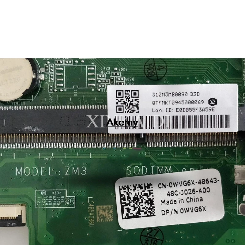 WVG6X 0WVG6X CN-0WVG6X Вт Процессор Cel2955U DA0ZM3MB8D0 материнская плата для ноутбука для Dell Inspiron 11 3137 ноутбук