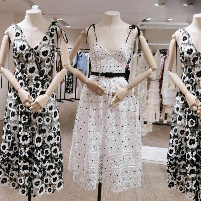 

S~p 2020 Early Autumn Embroidery Lace Back Zipper Sling Medium Length Money Women's Wear Dress 190477