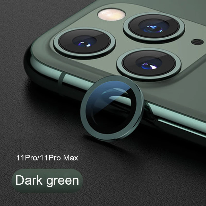 Dark Green Защитный чехол для камеры для iPhone 11 Pro Max 11Pro 11, чехол, стекло+ металлический задний объектив, защитное кольцо для экрана, крышка для iPhone11 11Pro - Цвет: Dark Green