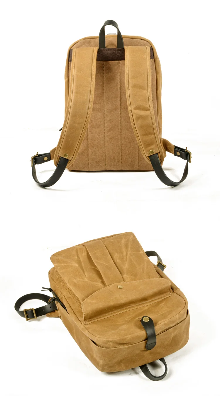 Canvas & Leather Backpack Purse Grey Black Brown