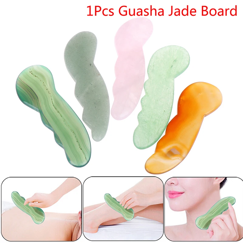 

1pc 5color New Design Natural Jade Stone Skin Care Massage Facial Spa Tool Gua Sha Board Body Scraping