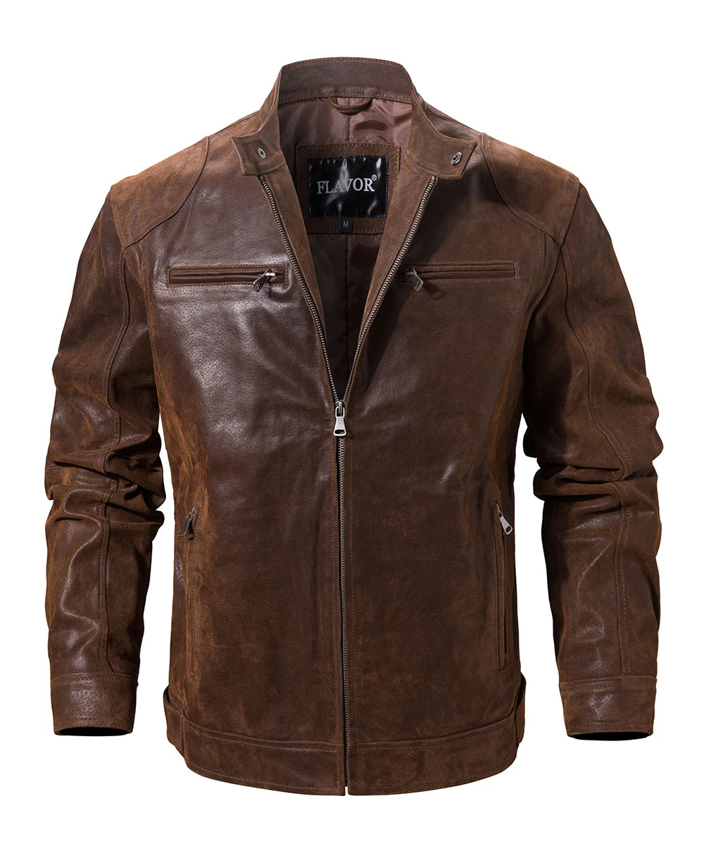 Hd8efd2c367ab4480b1f93234e38d2e66J Men's Pigskin Real Leather Jacket Motorcycle Jacket Coat Men