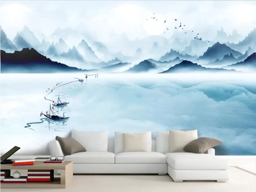 beibehang Custom wallpaper mural photos HD new Chinese aesthetic beautiful landscape landscape sofa art background wallpaper