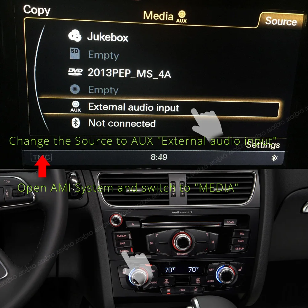 Bluetooth AUX приемник AtoCoto Кабель адаптер для VW Audi A4 A5 A6 Q5 Q7 после 2009 г. аудио медиа вход