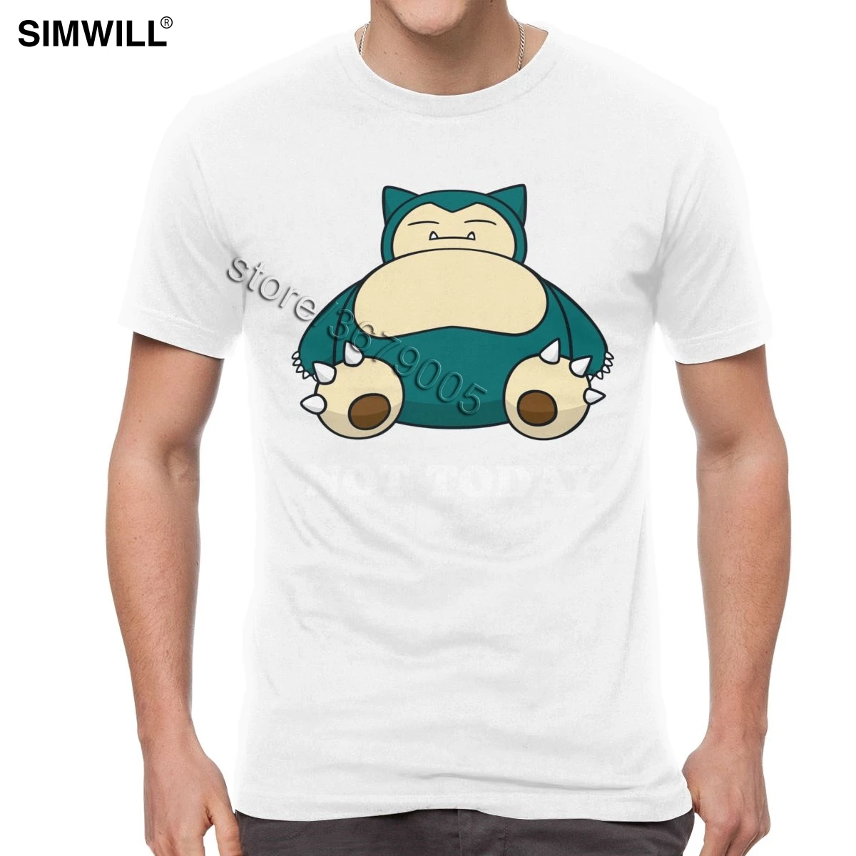 Модная футболка Snorlax Not Today, забавные летние футболки с покемонами, Мужская хлопковая футболка с коротким рукавом, уличная футболка с рисунком храпа - Цвет: Белый