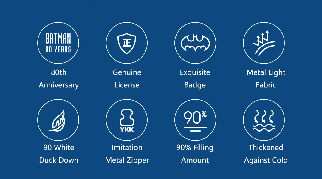 Xiaomi Youpin DC Бэтмен 80th юбилей утолщенный холодный пуховик 80th юбилей Подлинная Лицензия изысканный значок металлический светильник
