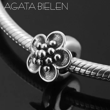 

High quality Beautiful Flowers Fine spacer stopper beads Silver Fit Original europeu Charm Bracelet Jewelry Valentine's Day Gift