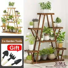 6-слойная геометрические деревянные Полки для растений садового сарая патио садовый бонсай Дисплей подставка для цветочных горшков полка для наружного и внутреннего домашний декор