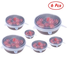6 шт./компл. силиконовые крышки растягивающиеся из Еда свежий чехол универсальная многоразовые крышка всасывания-чаша Пан Фрукты кружка Еда свежие крышкой 25
