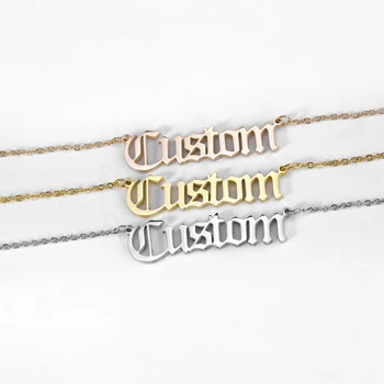 

Stainless Steel Old English Personalized Custom Name Necklace Gold Silver Color Customized Letter Number Nameplate Gift Necklace