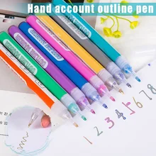 8 цветов двойная линия контурная ручка маркер, фломастер для рисования Крап книга карты DIY Дневник LMH66