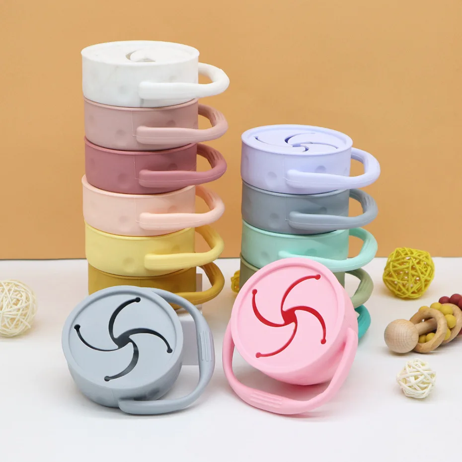 Baby Kids Silicone Snack Cup Food Storage Box Solid Color Baby Snack ...