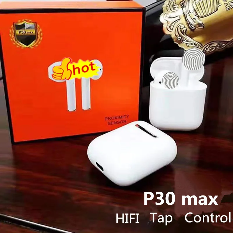 P30Max P30 Max TWS в ухо обнаружения умный сенсор 1:1 бас беспроводной 5,0 наушники tws pk H1 W1 чип i12 i10 i11 i500 i9000 tws - Color: P30Max