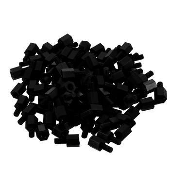

100x Motherboard Nylon Hex Standoff Threaded Spacer M3 Thread 6+6mm Black