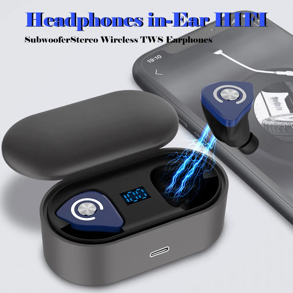 BT5.0, TWS, Bluetooth, настоящие беспроводные наушники, 5D стерео наушники, мини TWS, водонепроницаемые наушники, 2200 мА/ч, внешний аккумулятор для смартфонов